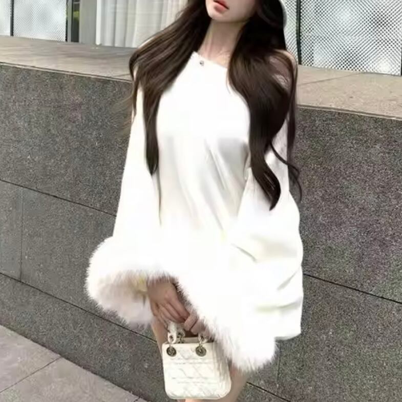 fur sleeve relax knit