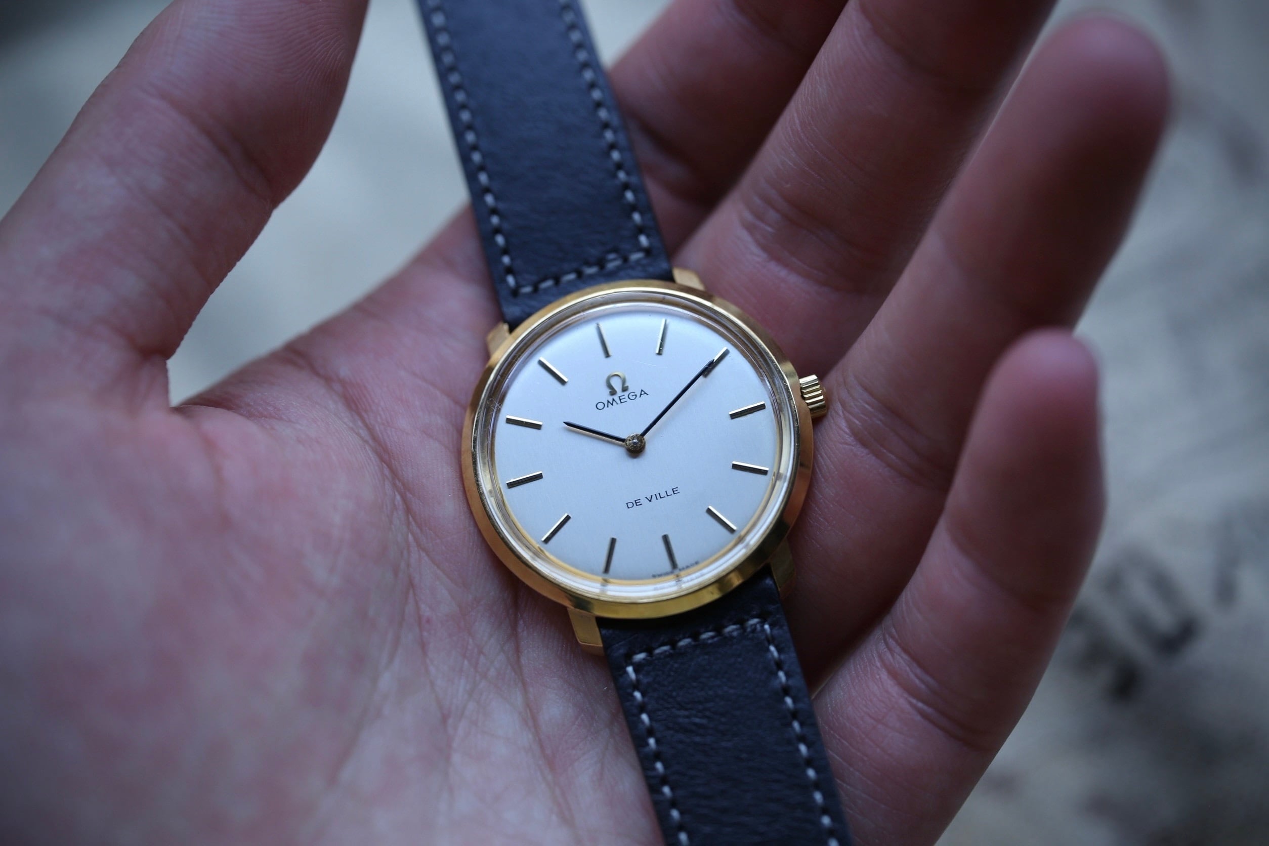 OMEGA】 1970年代製 オメガ デビル 縦ヘアライン ドレスウォッチ 手
