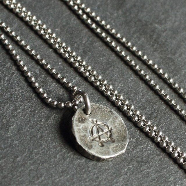 ◆錫 (スズ) × silver ネックレス【Stamp Tin Necklace #Anarchy】