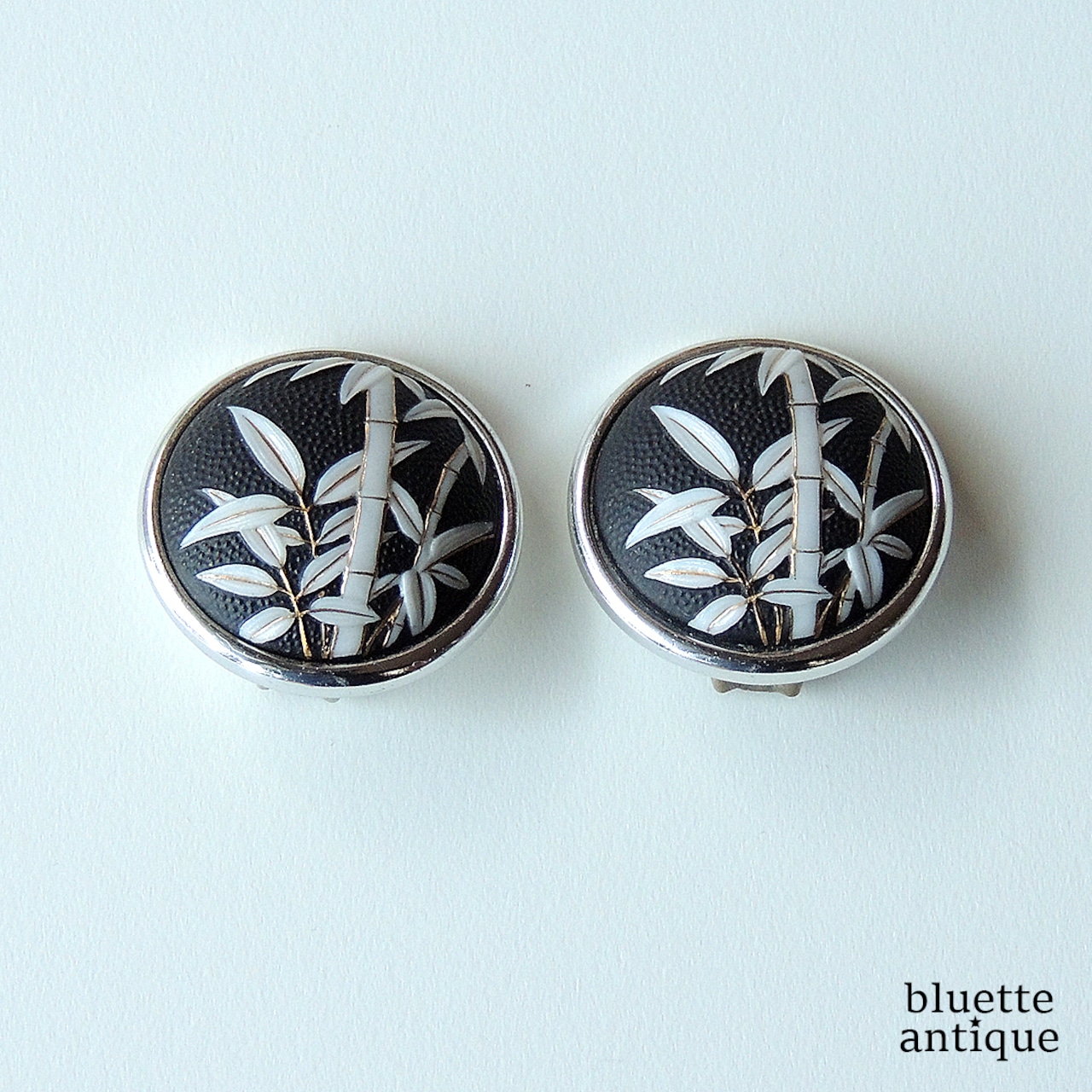 ヴィンテージ トシカネジュエリー 有田焼 竹文様 イヤリング