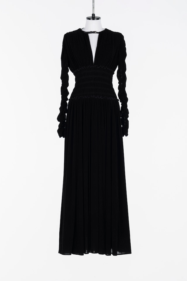 【25AW】FETICO フェティコ / Velvet tulle shirring dress