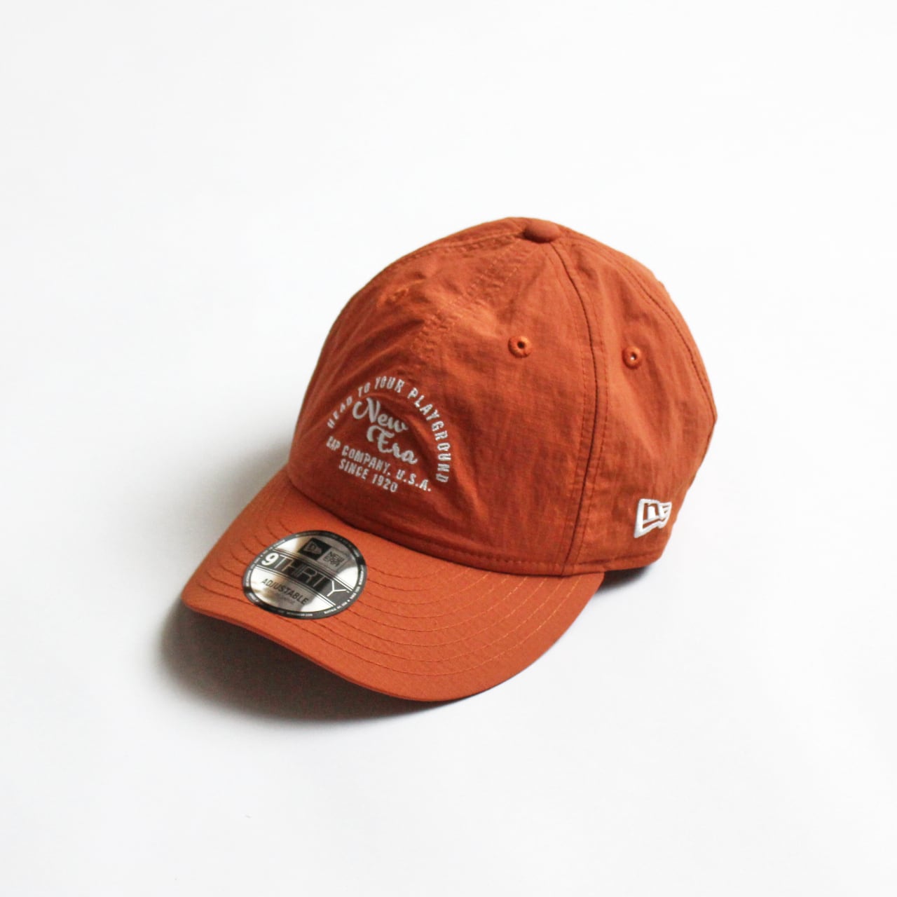 NEW ERA(ニューエラ)9THIRTY Recycle Rip Stop アーチロゴ -ラストオレンジ メンズレディースキャップ