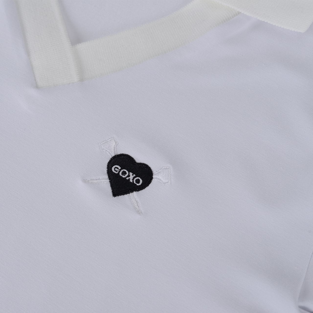 GOXO ゴーエックスオー VネックスリムフィットカラーTシャツ ホワイト