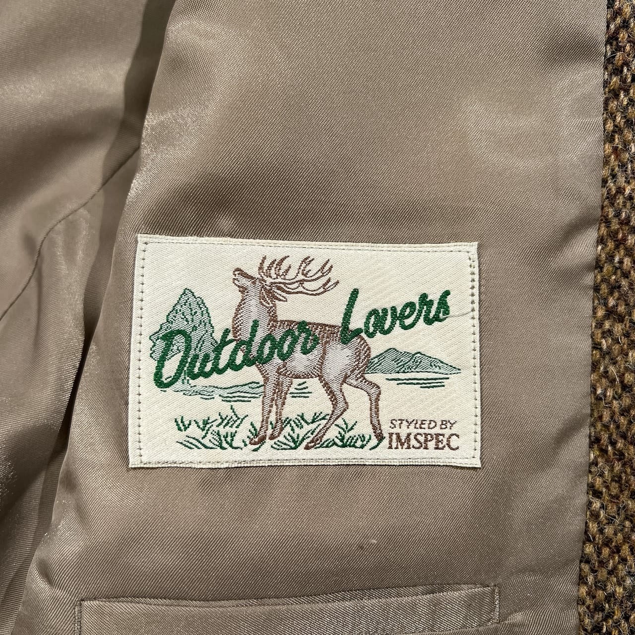 Harris Tweed ハリスツイード OUTDOOR LOVERS エルボーパッチ 3B テーラードジャケット ハンティング サイズ 5 /メンズ/ビンテージ