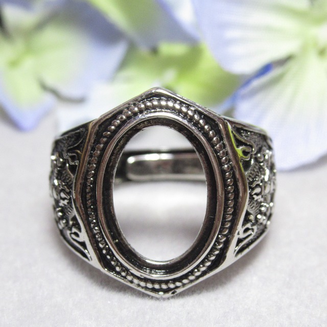 銅 14×10㎜  風牙 リング台 銀古美