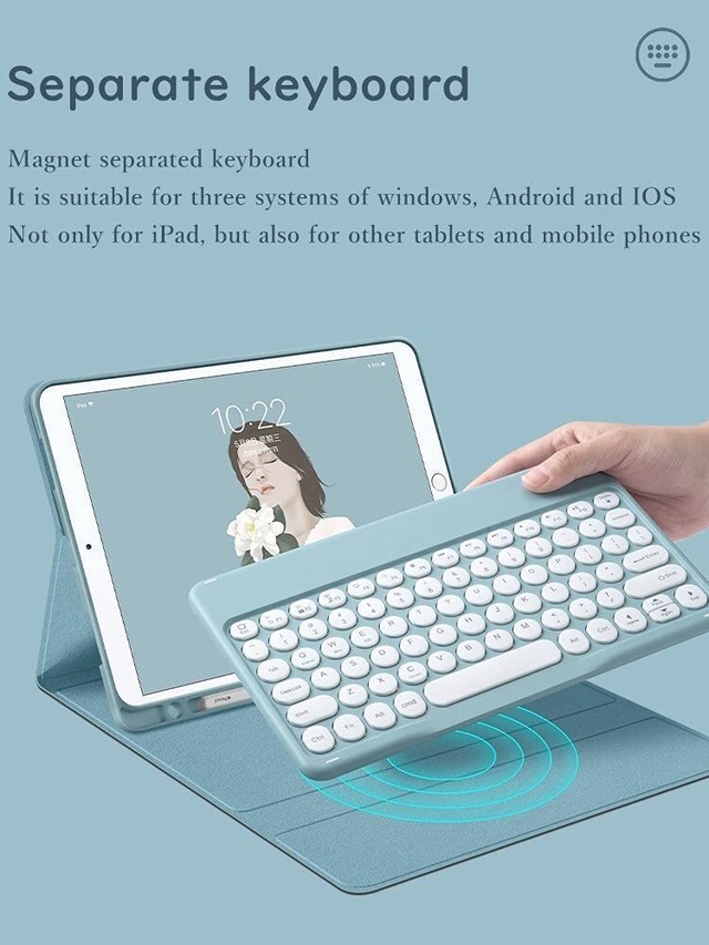 QIYIBOCASE For iPad Mini 7 2024 キーボードケース，For iPad Mini 6 2021 キーボードケース，分離式ワイヤレス Bluetoothキーボード，女性人気2024秋発売Mini 7/6世代8.3インチ かわいい キャンディーカラー レディース ，オートスリープ機能 (ピンク, iPad Mini 7/Mini 6)