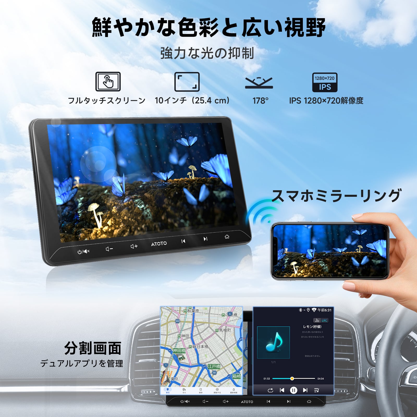 A5LG211T 10.1インチAndroid ディスプレイオーディオ. 2DINカーナビ. 2