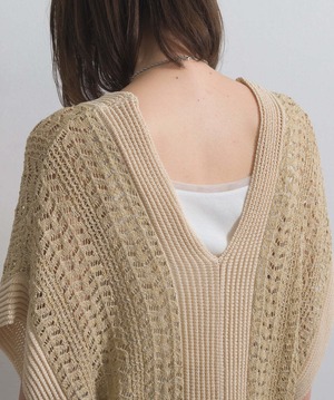 32559 ラメニットメッシュベスト beige