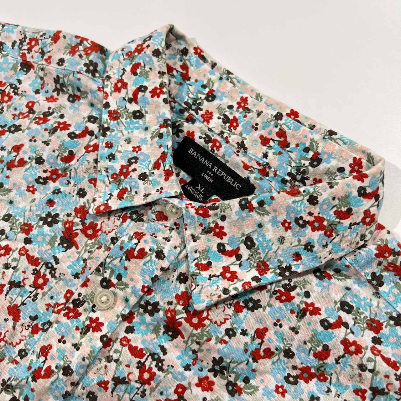 BANANA REPUBLIC バナナリパブリック 花柄 総柄 リネン&コットン オーバーサイズ 半袖シャツ サイズ XL /メンズ/マルチ