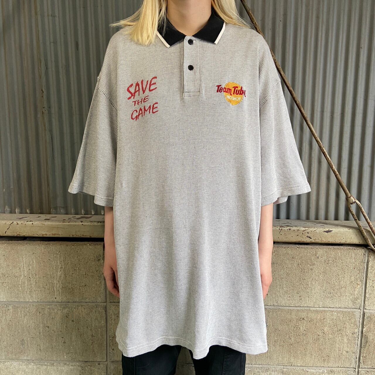 ビッグサイズ 90年代 企業ロゴ刺繍 team tuba pro shop ニット ポロシャツ メンズ2XL 古着 90s ビンテージ