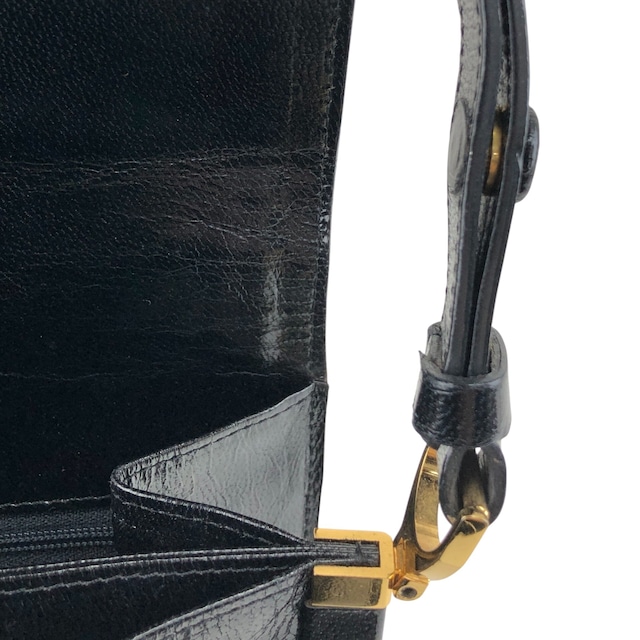 Yves Saint Laurent イヴ・サンローラン ハンドバッグ ブラック YSL リザード型押し ワンショルダー vintage ヴィンテージ オールド dg4eze