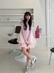 ギャザーフリルワンピース D1372