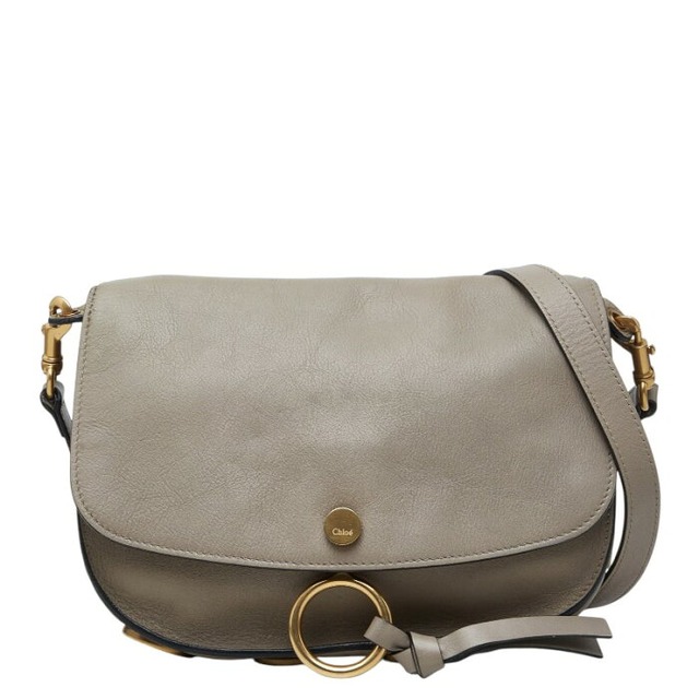 クロエ 斜め掛け ショルダーバッグ グレージュ ゴールド レザー レディース Chloe 【中古】