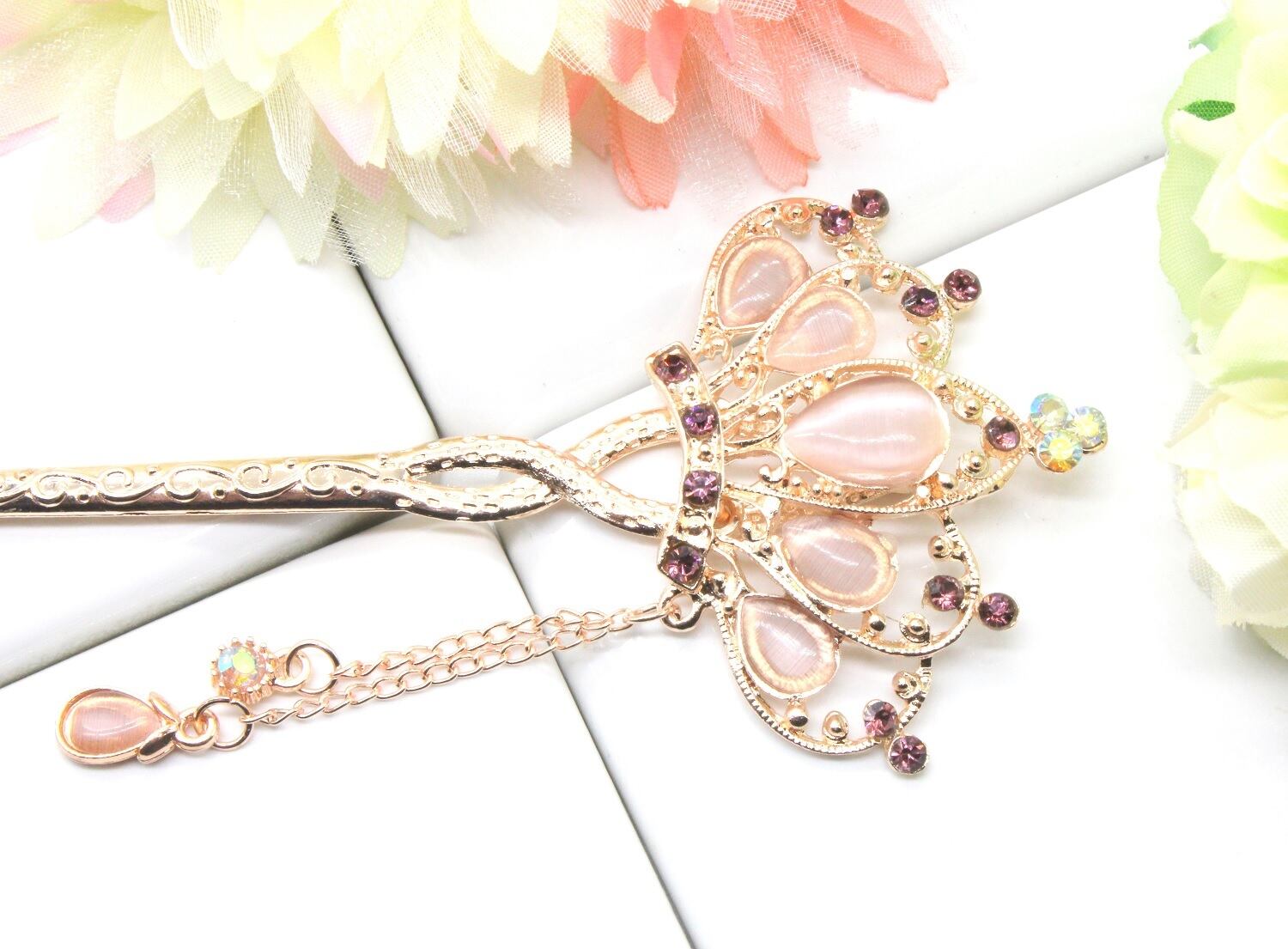 かんざし 一本 和装 着物 髪飾り 金属 アンティーク フラワー花