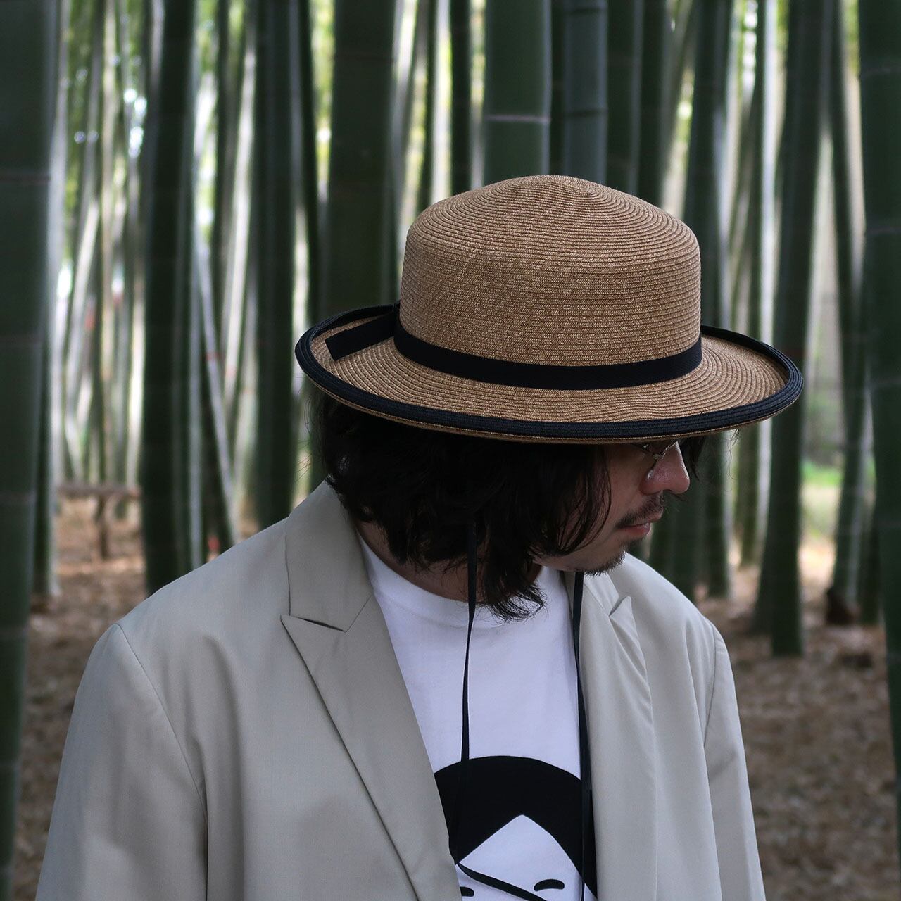 bocodeco|Paper Braid 2way Brim Hat -Beige-