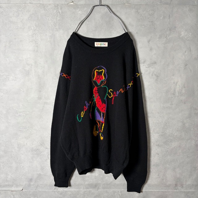 #7283 "CASHING" multicolor stitch golf design wool knit
