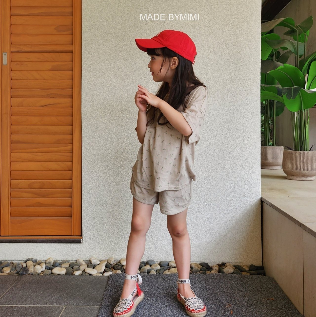 【By mimi】フラワーショートパンツ ライトベージュ 90~130cm - 3