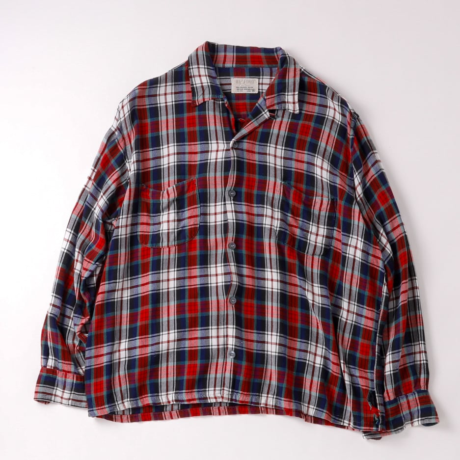 極美品】60s special Vintage rayon open collar check shirt mint
