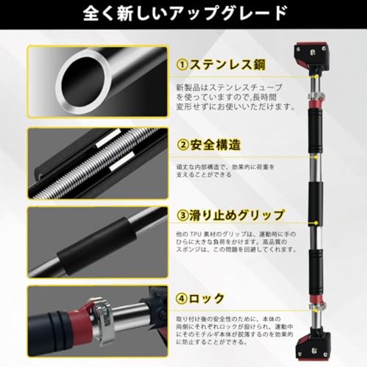 Supaliss 懸垂バー 懸垂 懸垂マシン ぶら下がり健康器【簡単設置/耐荷重150kg/工具不要のワンタッチロック】 チンニングバー 室内 ドア掛け 鉄棒 懸垂器具 懸垂機 筋トレグッズ 自宅 (シルバー, ショート(72-92CM))