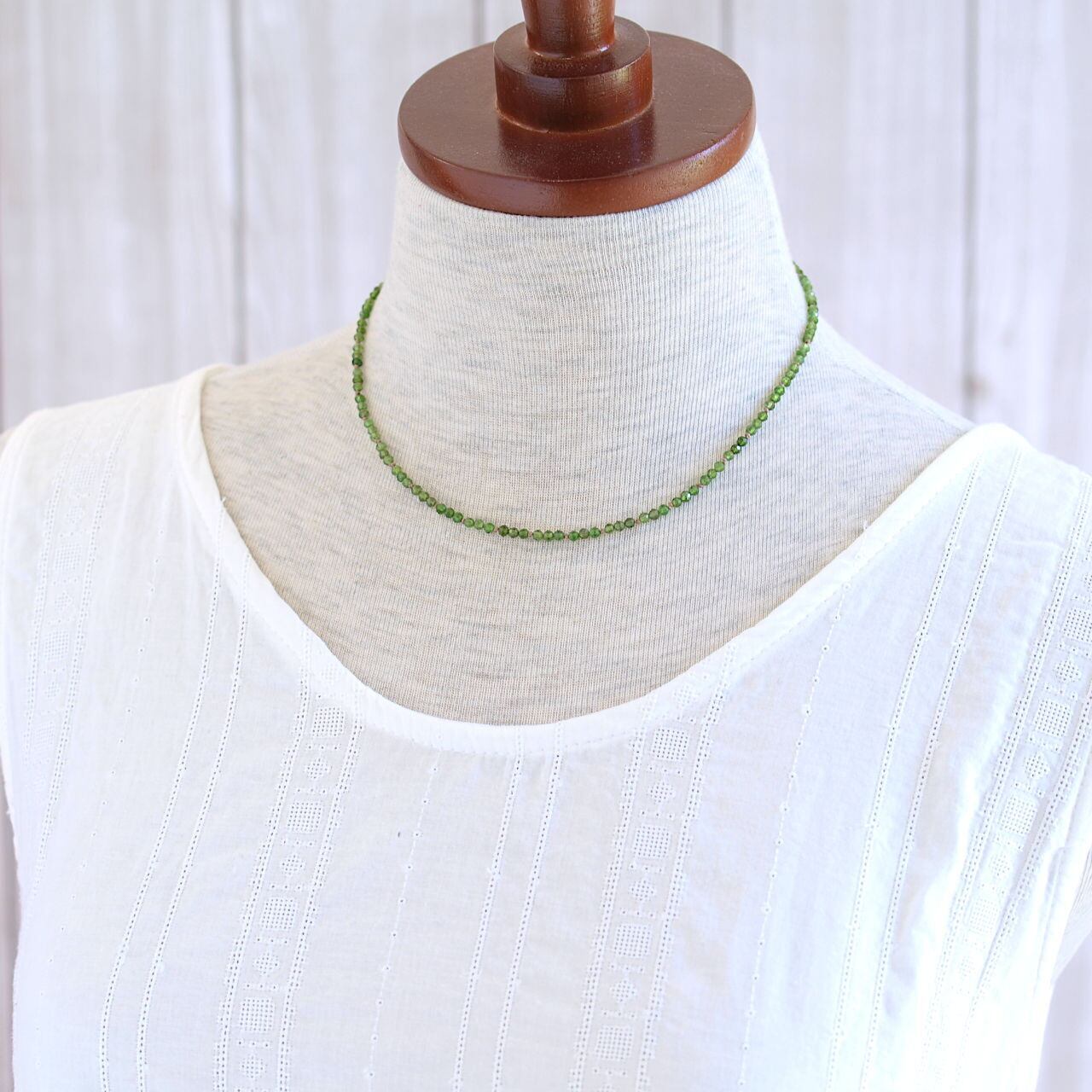 限定】クロムダイオプサイトK14GFとシルクコードのやわらかネックレス