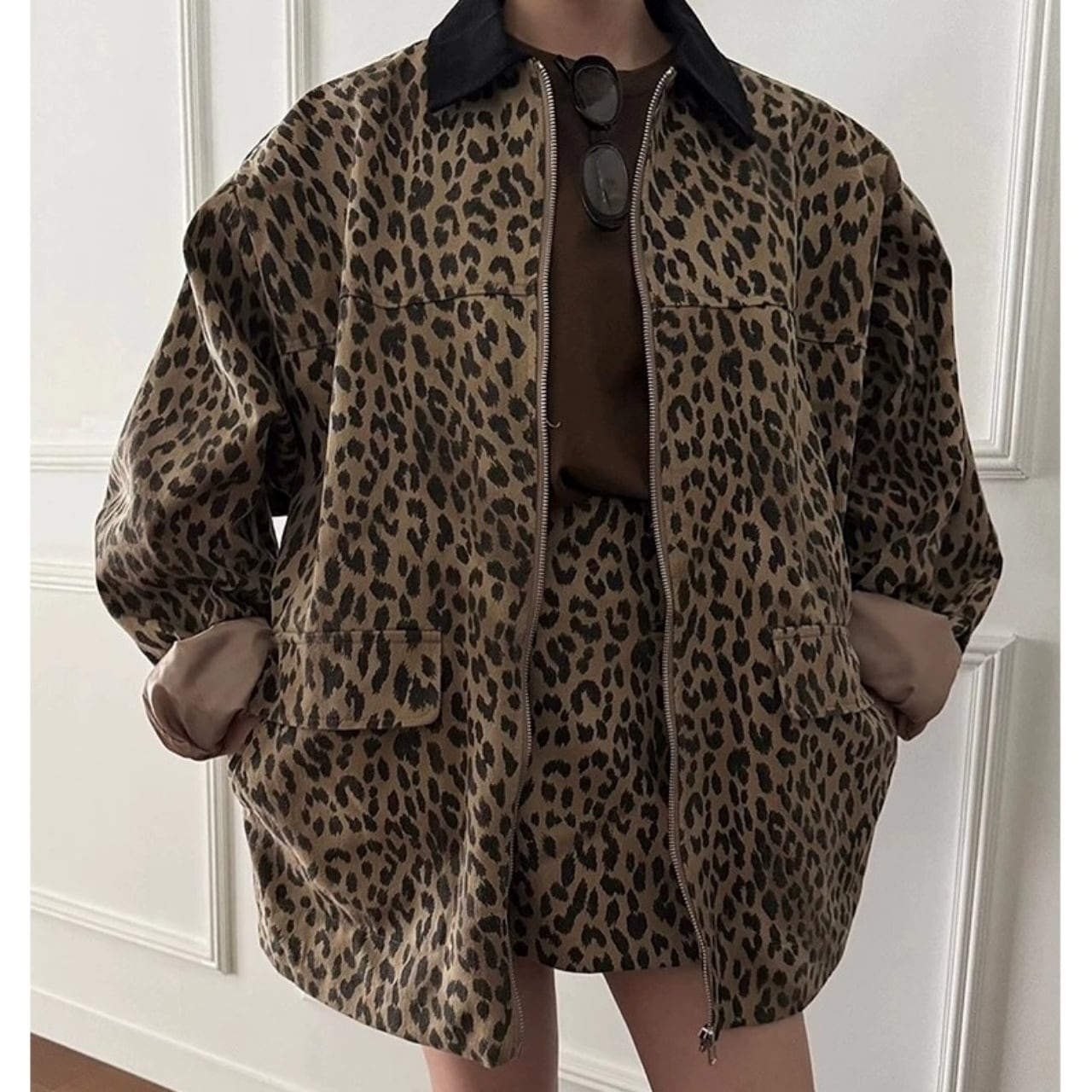 Leopard Pattern Oversized Jacket 01459