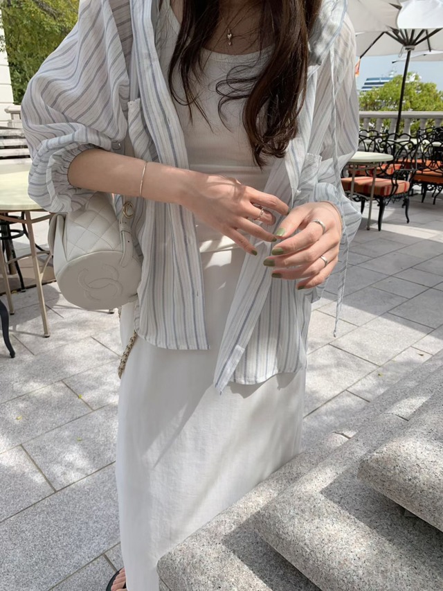 (予約) pretty young thing / Stripe hood shirt 1color　