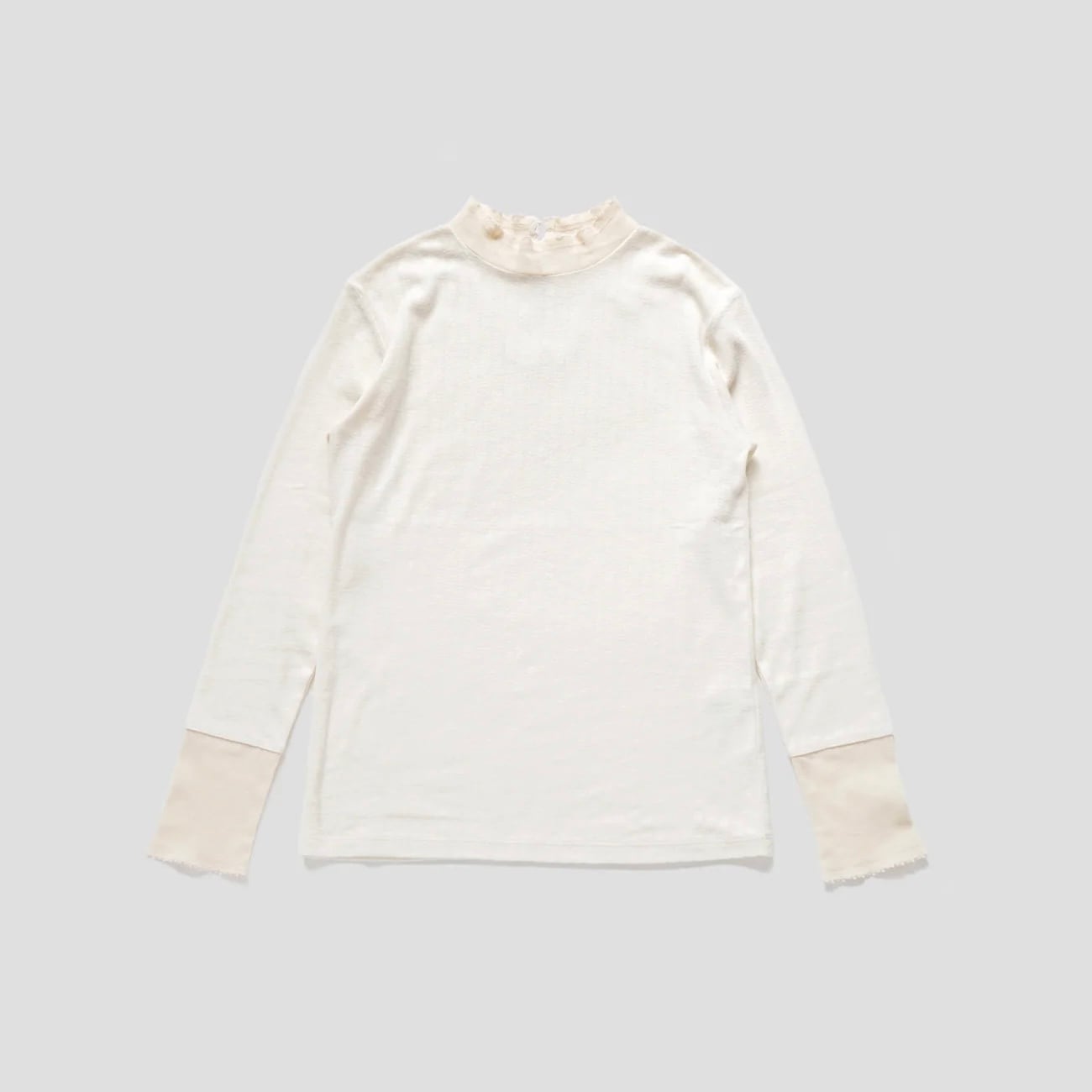 Porter des boutons |Cotton Cashemere Picot Pullover cut & sew(Ecru, Black)