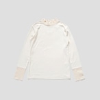 Porter des boutons |Cotton Cashemere Picot Pullover cut & sew(Ecru, Black)