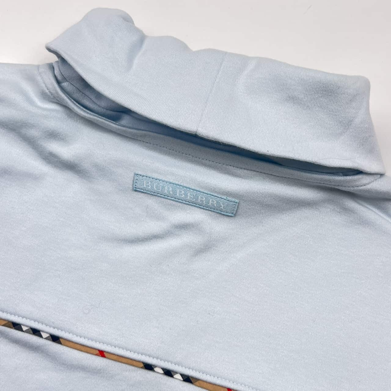 BURBERRY GOLF バーバリー ゴルフ タートルネック 重ね着風 デザイン ハーフジップ 長袖シャツ L/水色 レディース