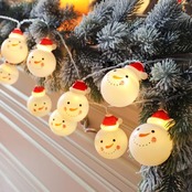 LEDイルミネーションライト 電池式 可愛い 雪だるデザイン クリスマス 電飾 装飾 室内 デコレーション クリスマスツリーの飾り 電球色 (2M 20電球)