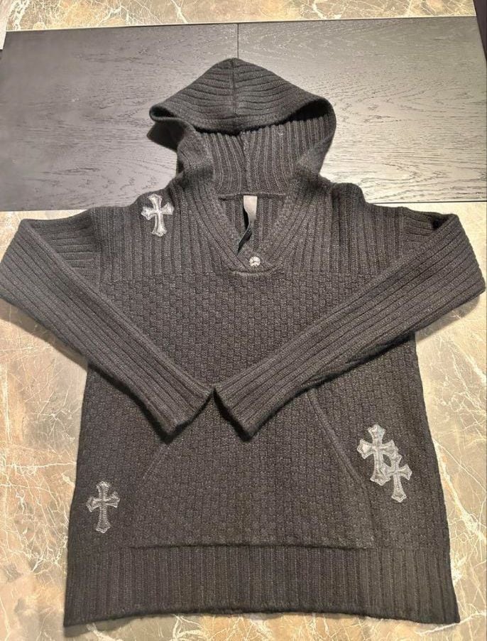 CHROME HEARTS クロムハーツ カシミヤ クロスパッチ ニットパーカー