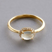 【13号】うっとりする美しさ K10YG 氷翡翠,ダイヤモンド リング A貨翡翠 jd_rg1856