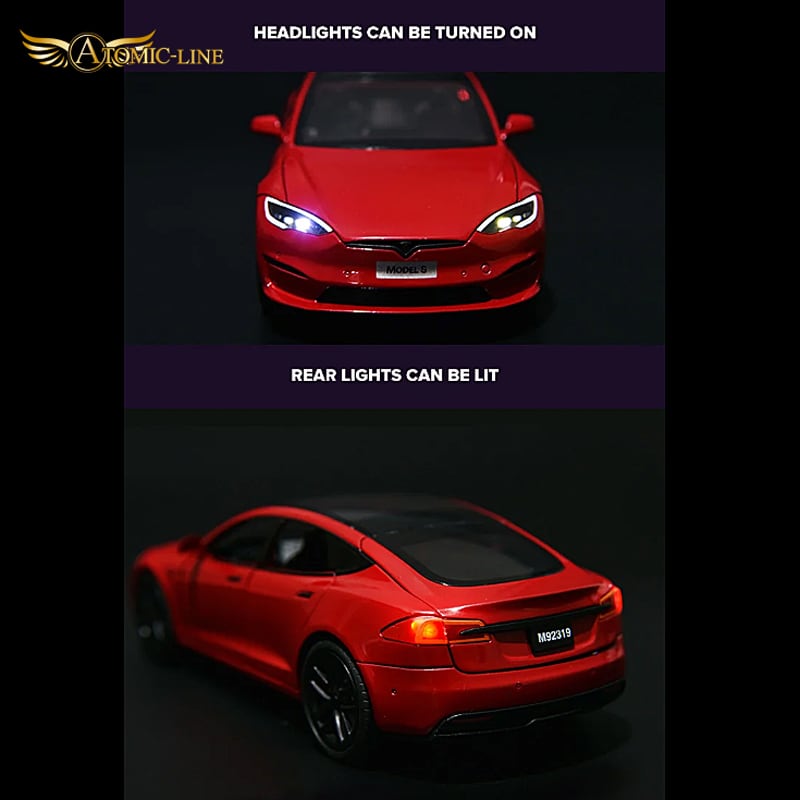 テスラ MODEL S 1/24 ミニカー 全5色 ライト点灯 エンジンサウンド