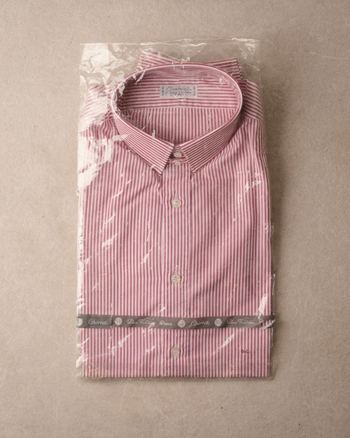 -Dead Stock-[1980s –] "Charvet" Bespoke Cotton Poplin Striped Shirt (Made in France)
