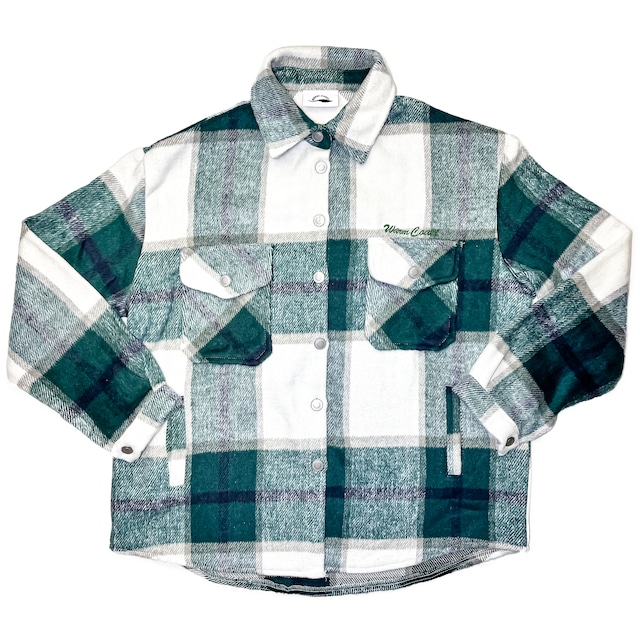 Logo embroidered flannel shirt "green"【在庫限り】［発送予定：入金確認後1週間以内］