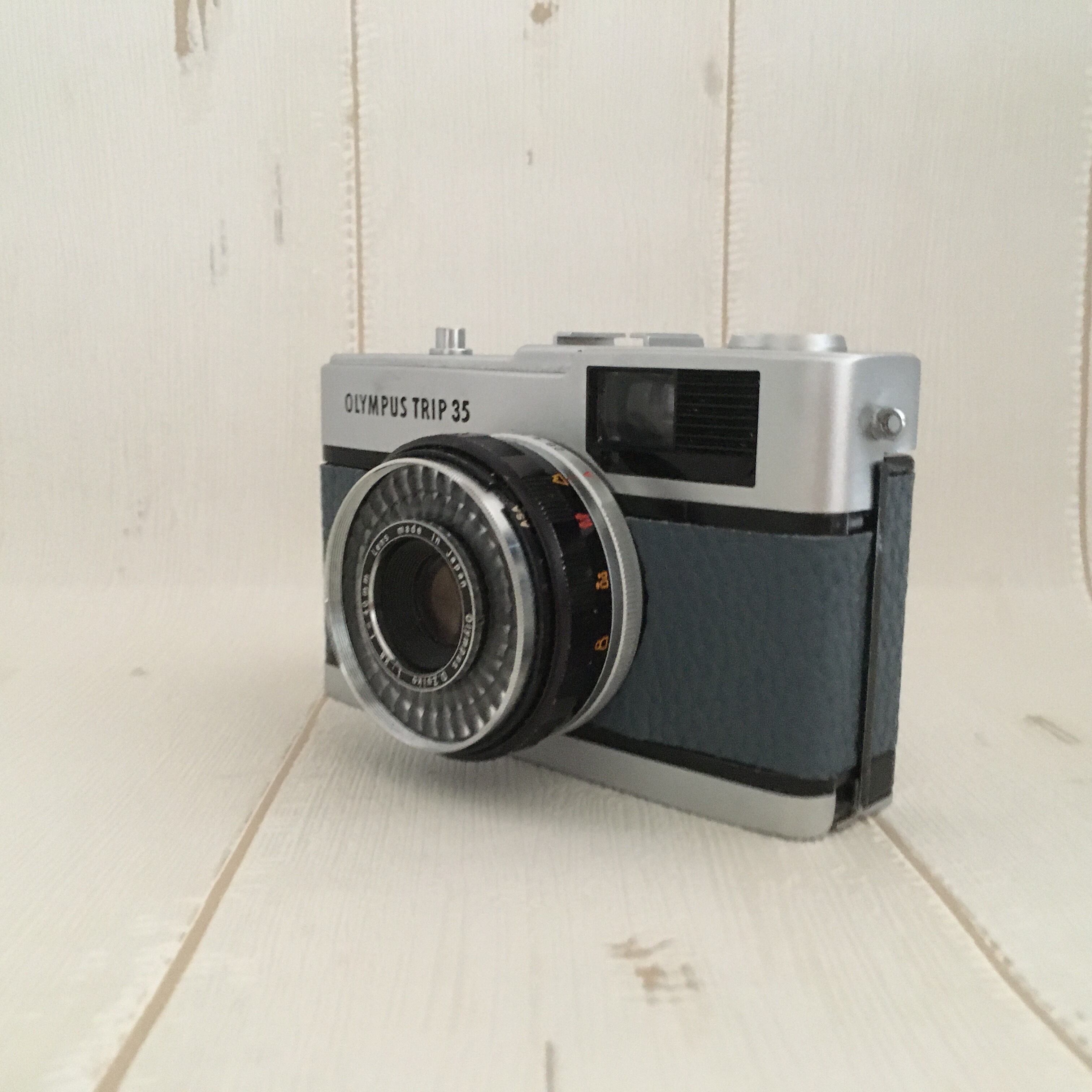 Olympus TRIP 35 整備済みフィルムカメラ｜本革ブルーグレイ・3ヶ月