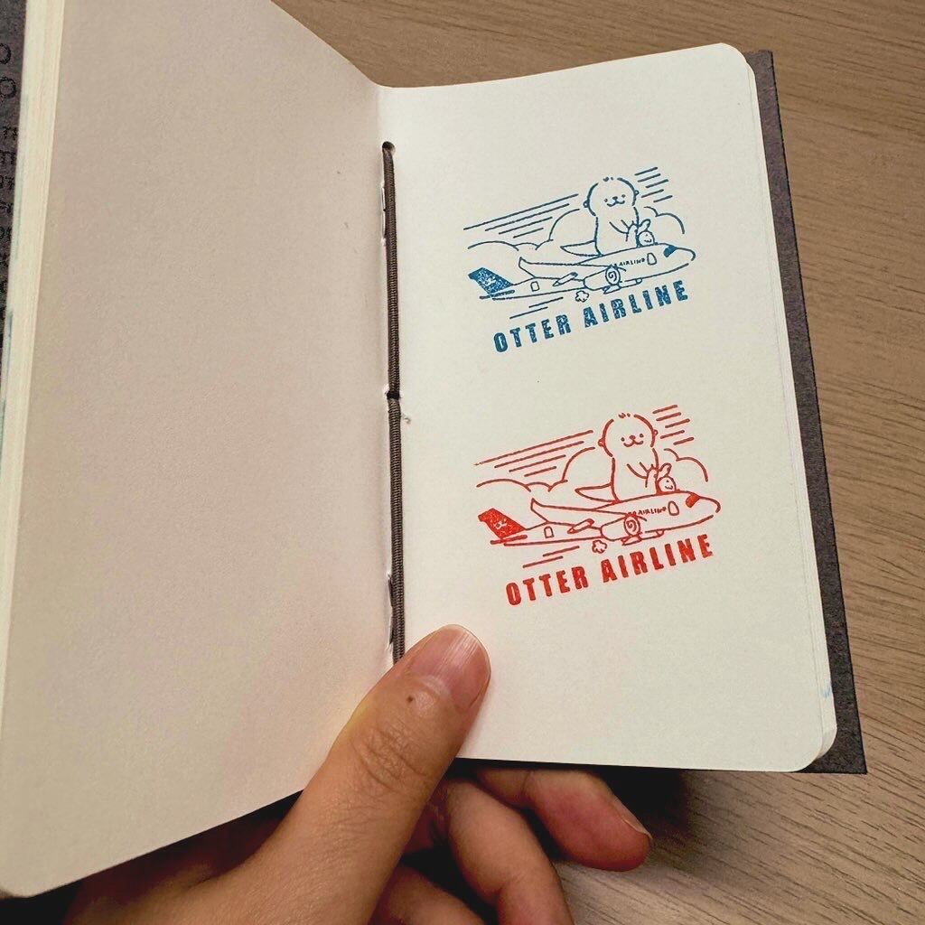 Shineカワウソ航空「Otter Airline」木製ゴム印スタンプ