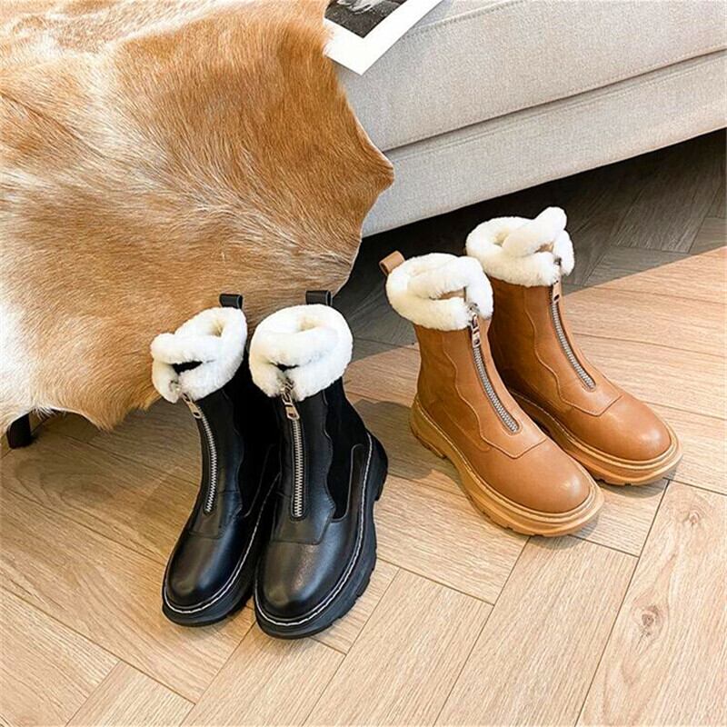 【新作】【送料無料】 冬のレディーススノーブーツパーソナリティジッパー増加厚底ハイヒールブーツ毛皮ワンピースハイヒールブーツ 靴 シューズ ウィンター 冬物 10b337679827173