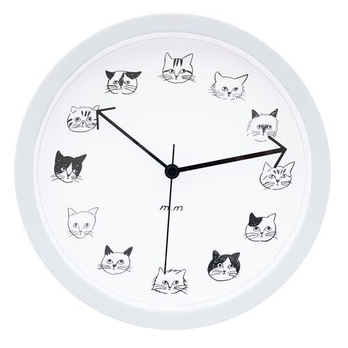 ☆時計｜松尾ミユキデザイン｜2WAY｜グレー 猫雑貨 ねこモチーフ 壁掛け 掛け時計 置き時計 猫柄  スイープムーブメント かわいい プレゼント ギフト 猫好き