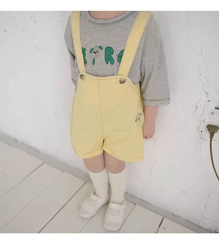 【即納】ワンコがcuteなショートサロペットパンツ｜海外子供服｜韓国子供服