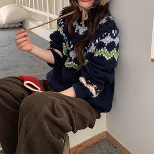 pattern-knit pullover　J00343