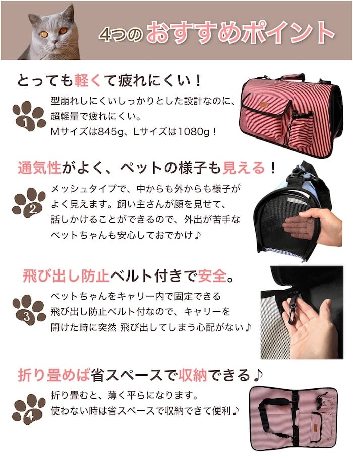 Mストライプペットキャリーバッグ ペットキャリー ペット用 猫キャリー
