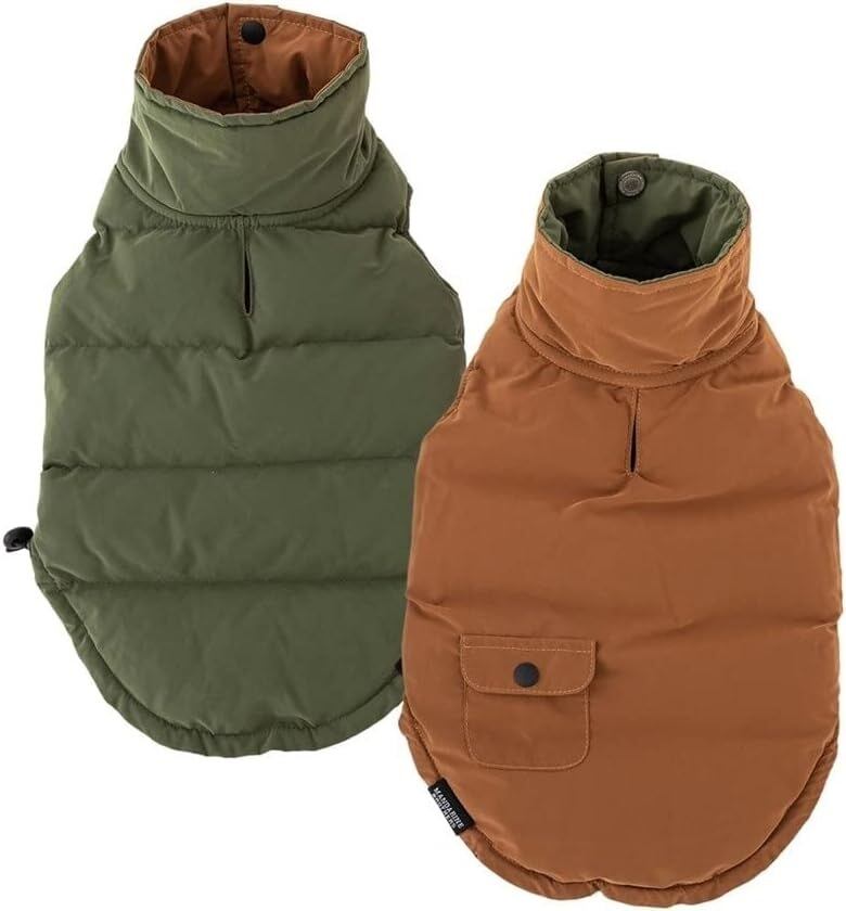 MANDARINE BROTHERS マンダリンブラザーズ REVERSIBLE DOWN VEST リバーシブルダウンベスト (M, グリーン/ブラウン)