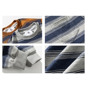 ★STRIPED LONG SLEEVE ROUND NECK T-SHIRT　　　A0424