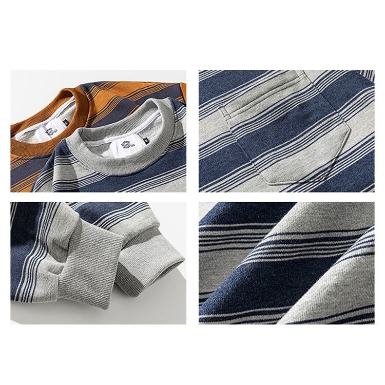 ★STRIPED LONG SLEEVE ROUND NECK T-SHIRT　　　A0424