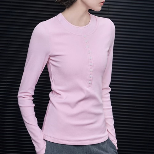 フェイクレイヤードヘンリーネックシャツ ・20793