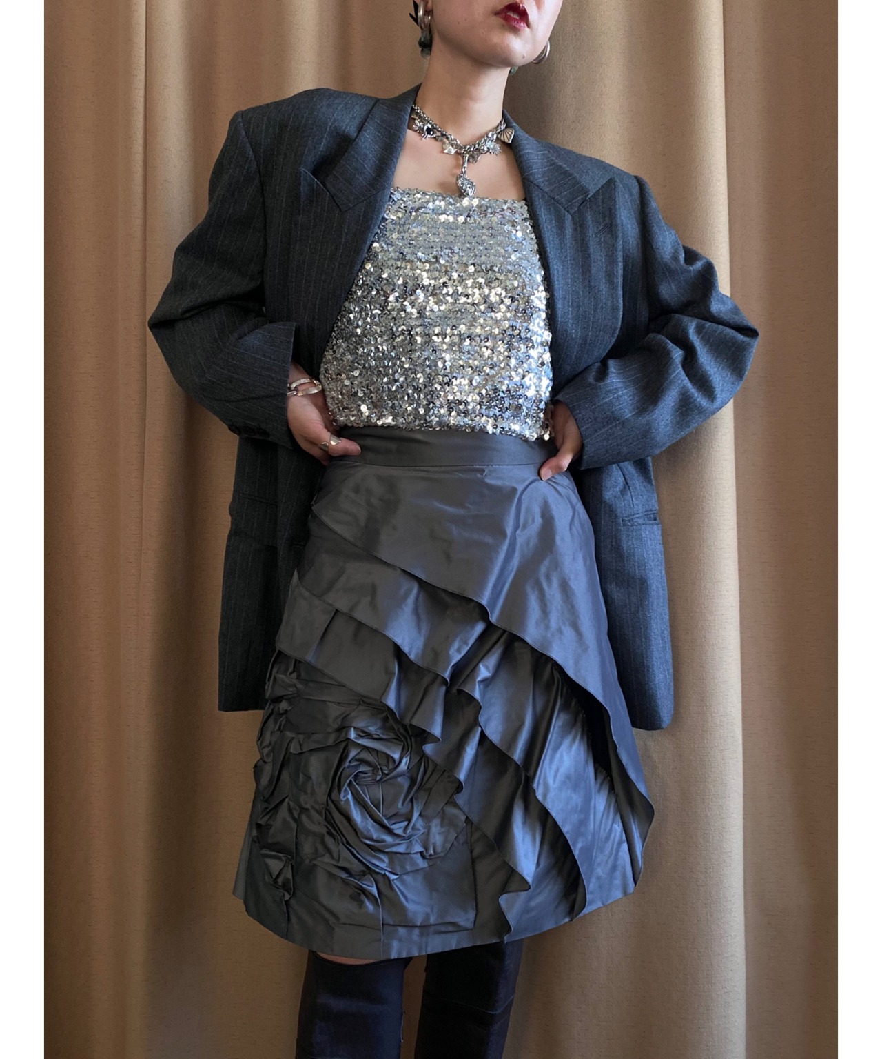 LANVIN COLLECTION rose design skirt-4300-8