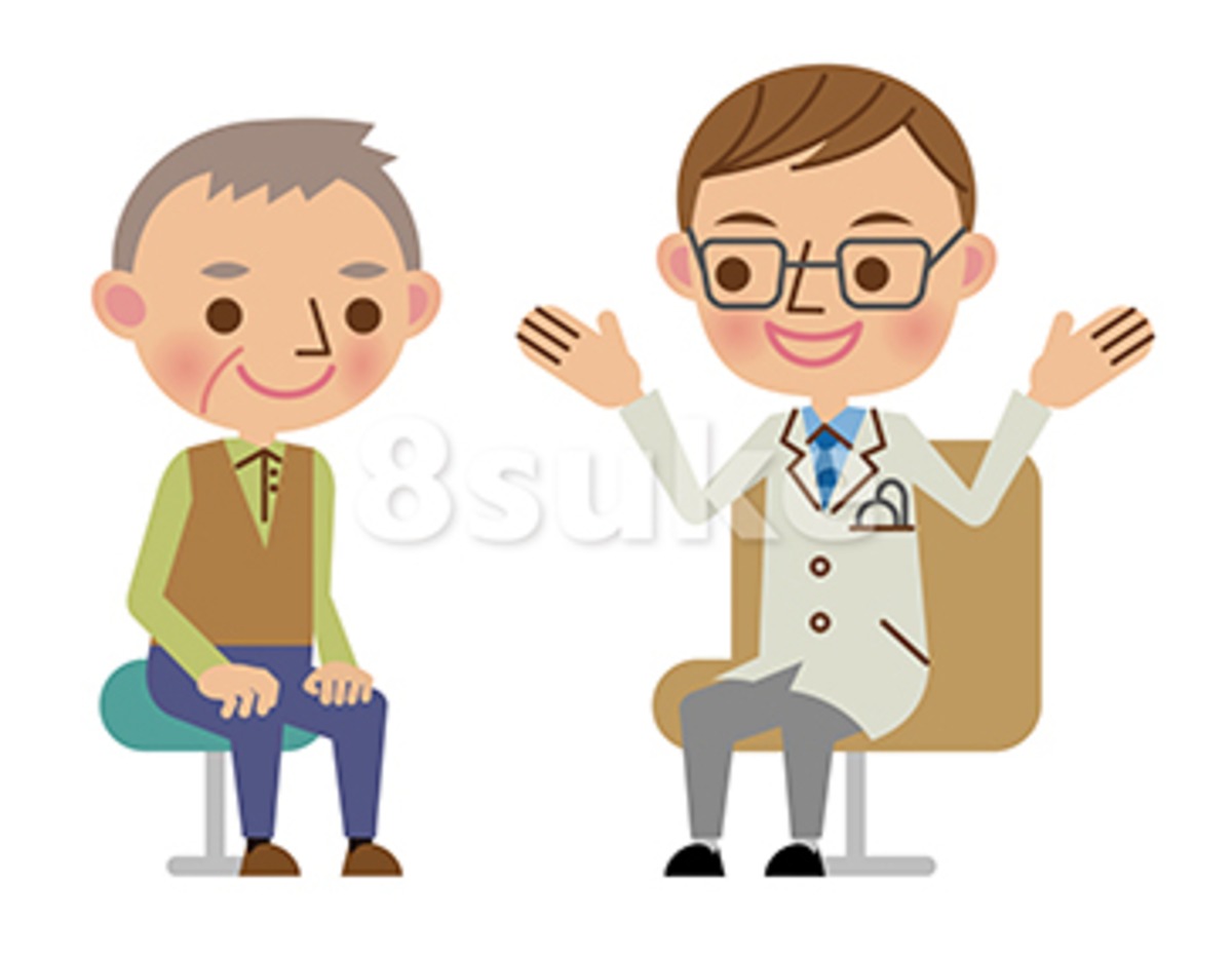 イラスト素材 問診中 患者に説明する医師 ベクター Jpg 8sukeの人物イラスト屋 かわいいベクター素材のダウンロード販売
