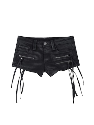 【SEXXDEVIL】Waxed Zip Micro Shorts