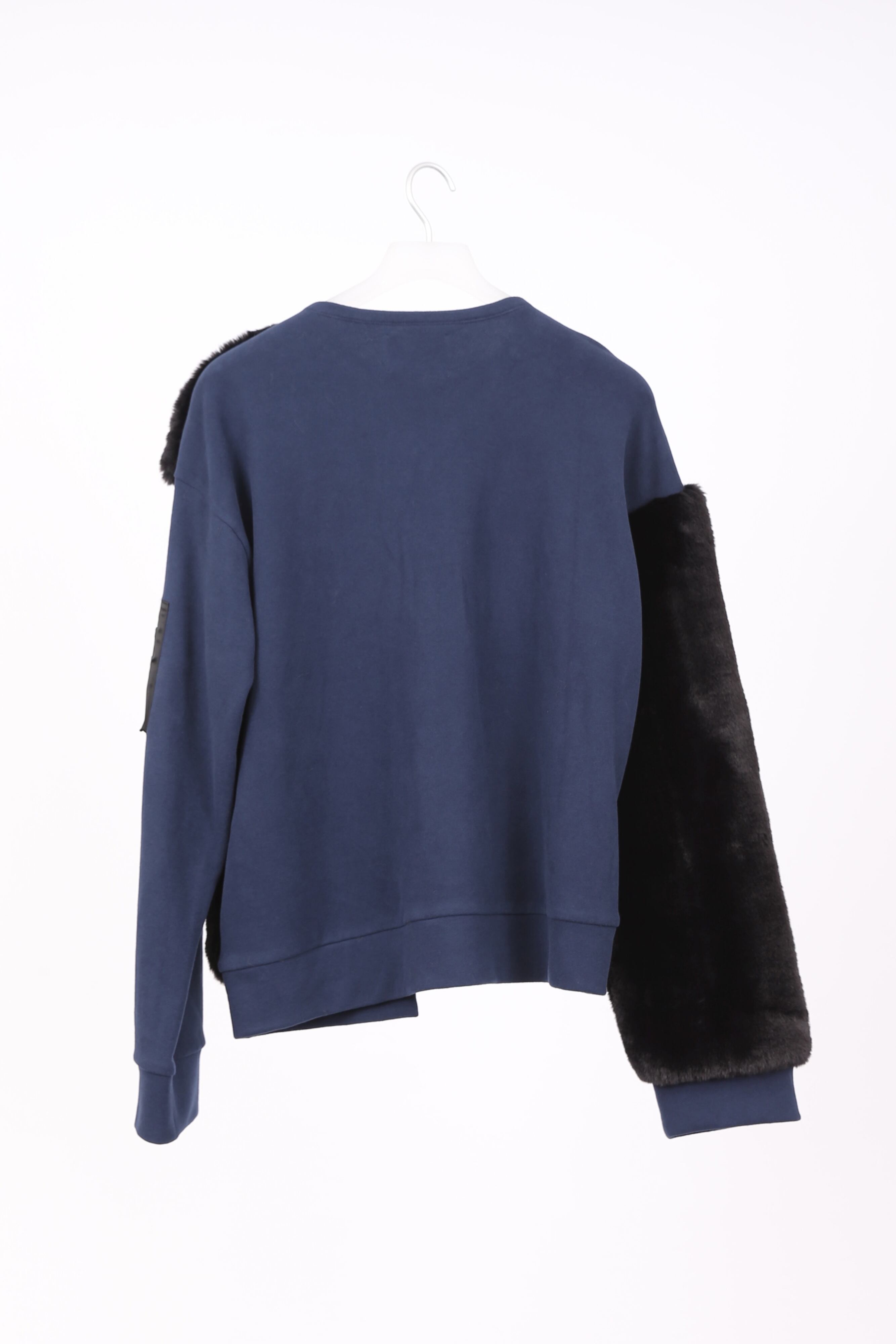 ECO FUR PANEL CREW NECK